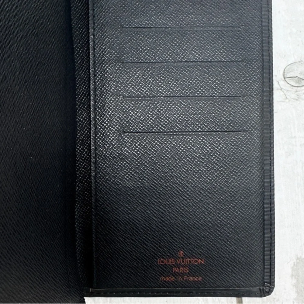 AUTHENTIC Louis Vuitton Monogram Porte Valeurs Checkbook Wallet. Black.